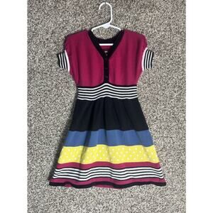 Tea Collection Girls Sz 5 Colorblock Knit Sweater Dress Multicolor Retro Mod